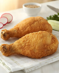 Crispy Fried Chicken Drumsticks, Realistic Food Photography
