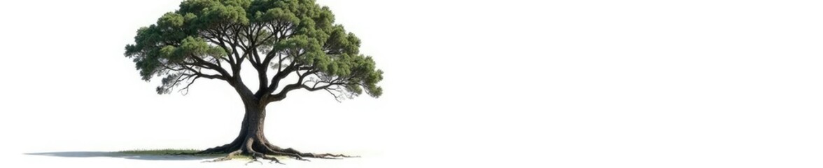 Fototapeta premium large isolated tree with branches and roots on white background, solo, big tree, background