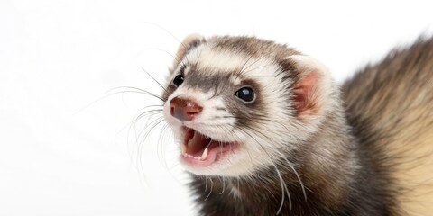 Ferret Face Close Up, Isolated Drone Photography, High Resolution Animal Portrait, Pet Photo, Cute Ferret, Fluffy Ferret,  Animal Photography