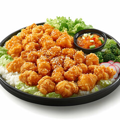 Delicious Sesame Chicken Rice Bowl Food Photography