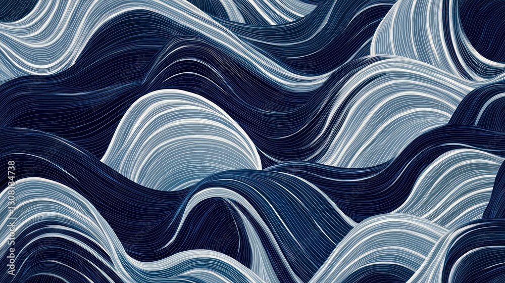 Poster An abstract blue pattern with wavy and dynamic lines for a modern aesthetic