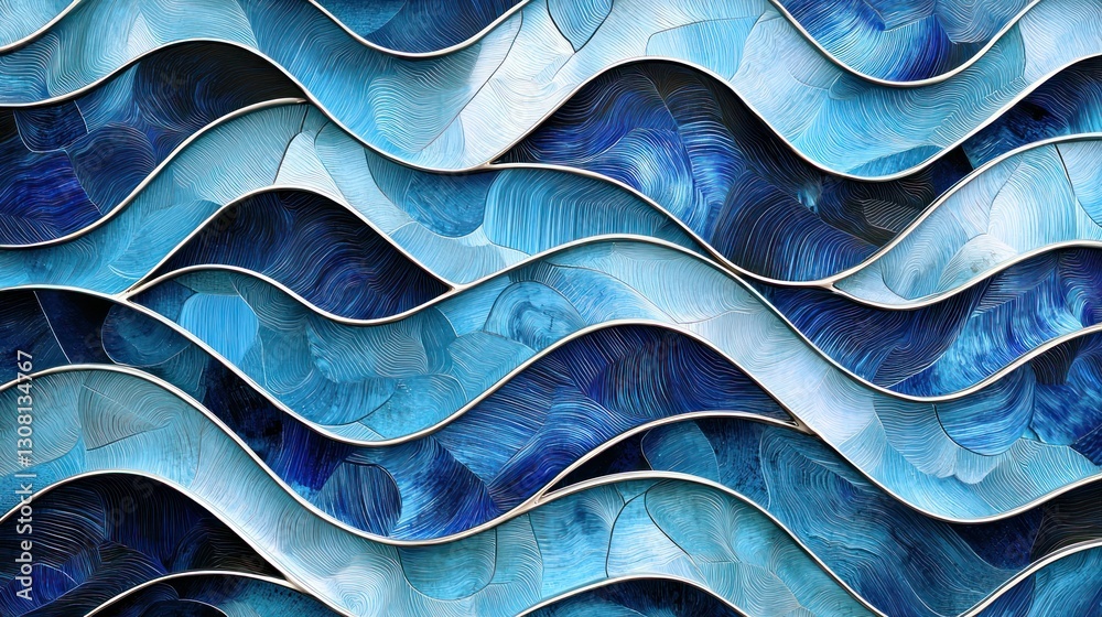 Aufkleber An abstract blue pattern with wavy and dynamic lines for a modern aesthetic