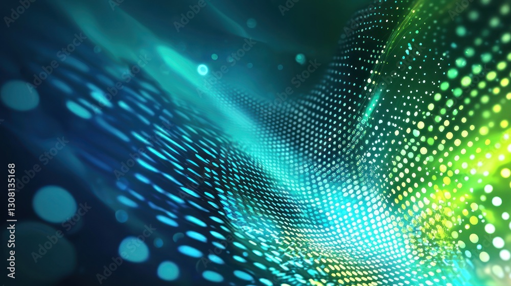 Poster An abstract green and blue background with organic patterns and glowing elements.