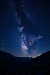 Obraz premium Dark night sky with glittering stars and Milky Way galaxy, space, galaxy, night