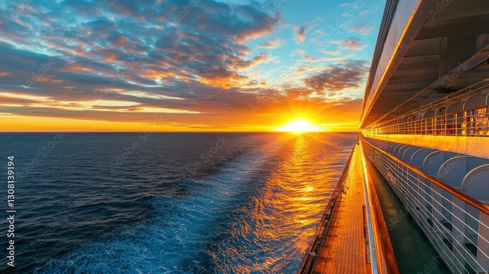 Poster the sun dipping below the horizon, creating a brilliant orange path across the open sea.