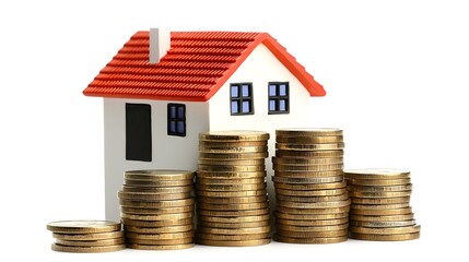 Miniature House on Coin Stacks