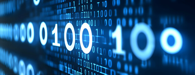 Obraz premium Digital code binary data stream