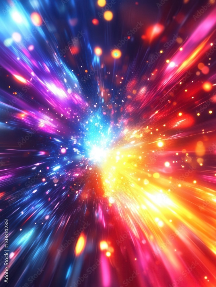 Aufkleber Dynamic explosion of bright neon colors creating an abstract feeling of surprise and movement Generative AI