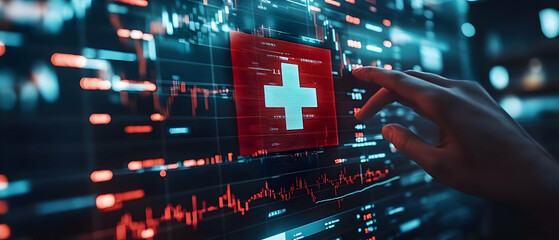 Obraz premium Health data analysis, digital screen, night