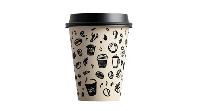 High-resolution coffee cup png with transparent background ideal for digital design projects, cafeteria branding, menu templates, and morning beverage illustrations.