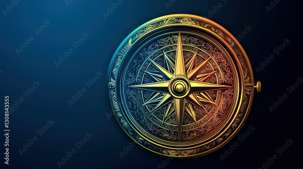 Poster A high-detail vector compass with intricate designs and gradient shading.