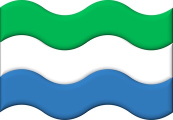 The national flag of Sierra Leone is a flag with a bold arrangement of three colors arranged horizontally