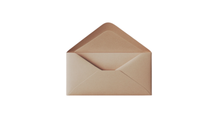 Opened envelope top view png with transparent background for digital designs and stationery mockups.