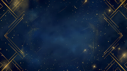 Elegant Night Sky With Golden Geometric Lines And Sparkling Light Patterns

