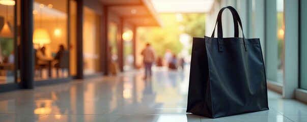 Naklejka premium Eco-friendly reusable black tote bag for shopping, sustainable, grocery bag, mockup
