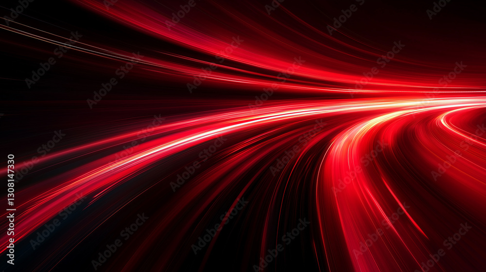 Wall mural red speed line blur motion effect, abstract red gradient speed line on black background