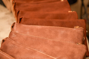 brown leather bag