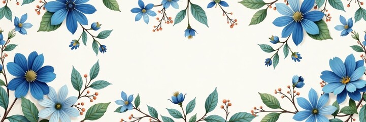Obraz premium Vintage white and blue floral wallpaper pattern for a shabby chic look, antique, decor, elegant