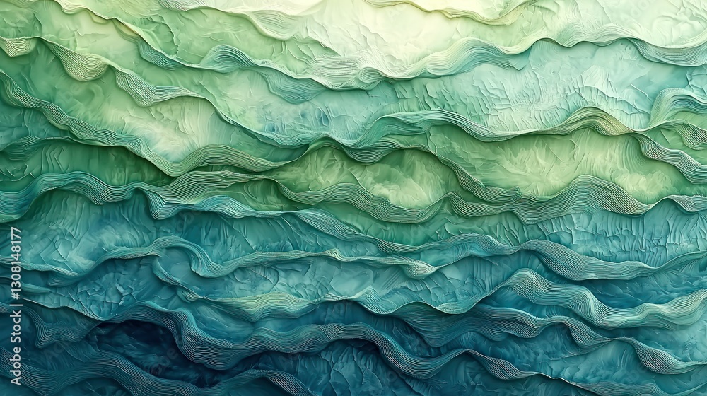 Poster a layered green and blue background with soft waves blending together.