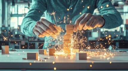 Building Blocks  Sparks  Creativity  Innovation  Construction  Hands  Wooden Blocks  Desig