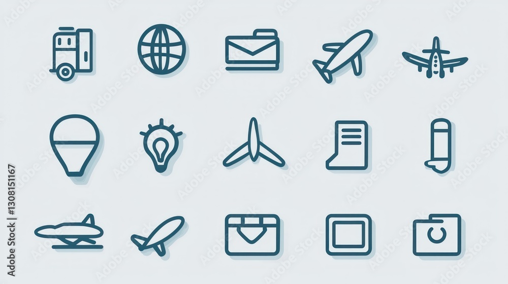 Poster a lightweight icon set in uniform line thickness, ideal for modern and minimalistic designs.
