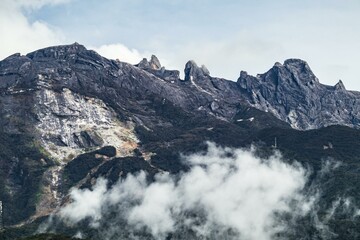 Stunning View of Mount Kinabalu Peaks in Sabah, Malaysia