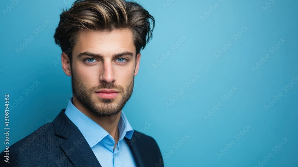 Poster a minimal blue background with subtle bokeh, ideal for portrait photography