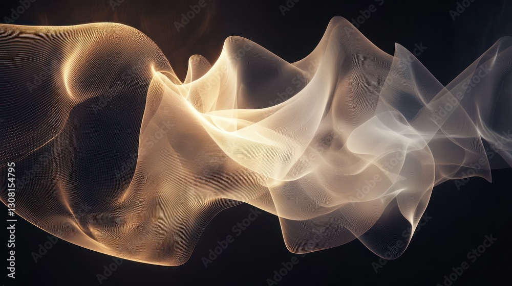 Poster a minimalist abstract concept with light, fluid shapes and subtle podcast motifs.