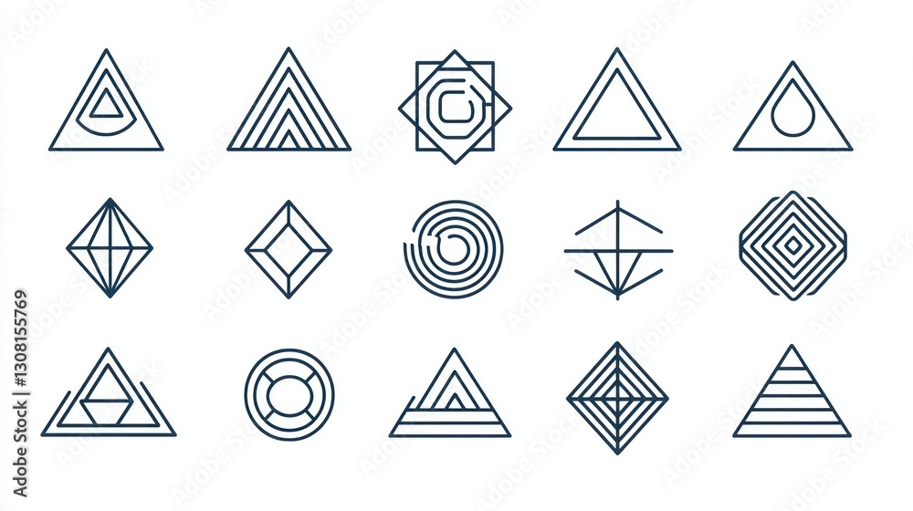 Poster A minimalist thin-line icon set with precise designs, perfect for contemporary projects.