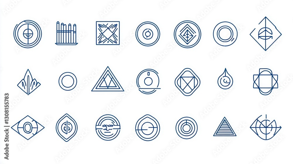 Poster a minimalist thin-line icon set with precise designs, perfect for contemporary projects.