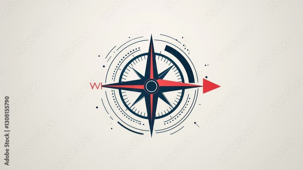 Aufkleber a minimalist vector compass arrow with clean lines and bold directional points