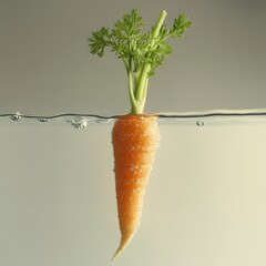 Fresh Carrot with clean water splash on a white background