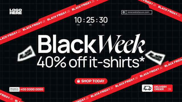 Minimalist Black Friday or black week Poster with Clean Typography