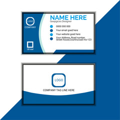 Business card design  bule and orange color double side creative modern clean style template digital marketing 