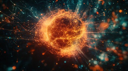 Obraz premium Glowing sphere energy network abstract background