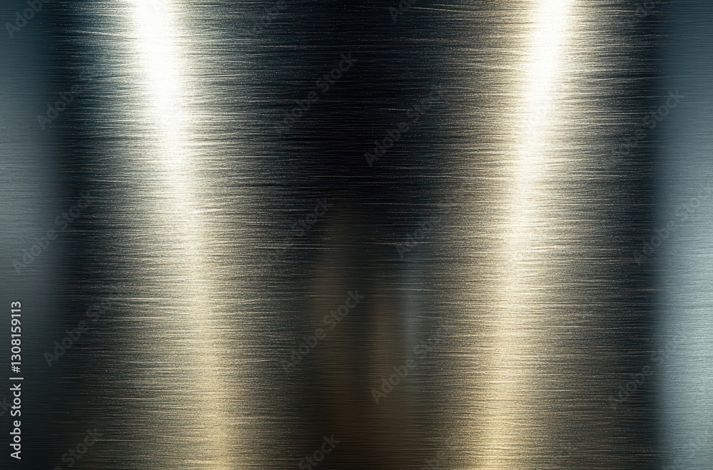 Poster high-resolution close-up of smooth metallic surface with subtle brush stroke patterns highlighting r