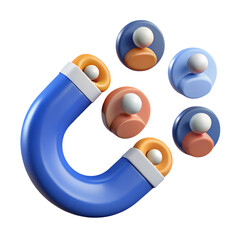 3D Magnet Attracting People Icon Symbol – Digital Strategy Concept