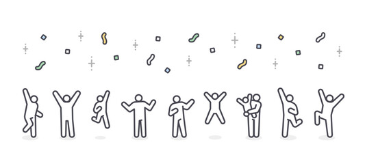 A simple illustration of a person expressing joy