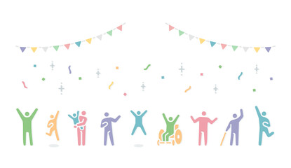 A simple illustration of a person expressing joy