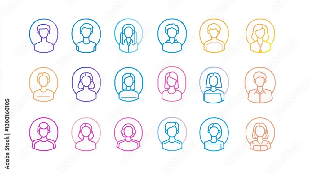 Poster A pastel-colored thin-line icon set, adding a soft and approachable look to business visuals.
