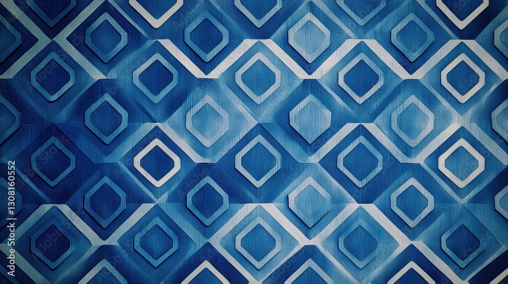Aufkleber A patterned blue vector background with repeating hexagons and subtle shading.