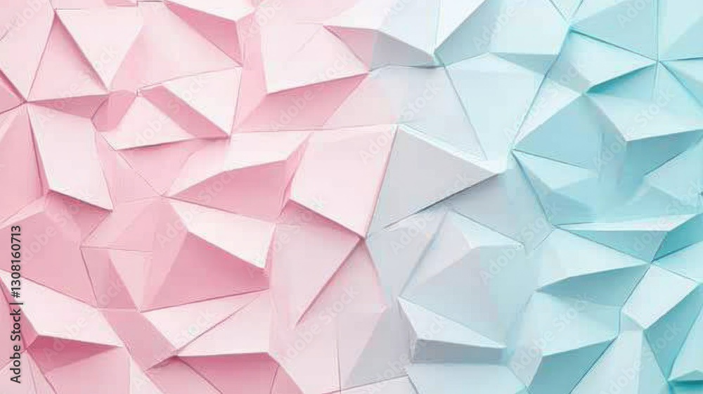 Poster A patterned pink and blue background with geometric shapes and subtle shading