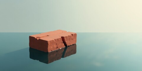 Obraz premium A Single Brick Reflecting on a Still Surface A Study in Minimalism and Texture