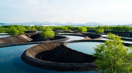 Fototapeta premium Panoramic Wastewater Treatment Plant Sustainable Water Purification System