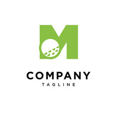 Letter M Golf Ball Logo Icon Vector
