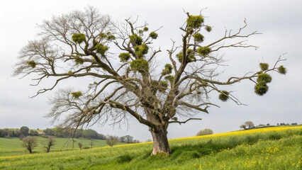Obraz premium Spring Mistletoe Dead Tree Bokeh Photography - Ethereal Nature Image