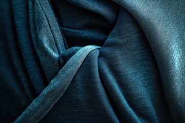 Fototapeta premium Blue Fabric Drape for Abstract Texture Close-up.