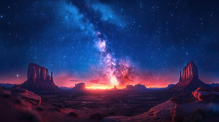 Milky Way Sunrise Over Monument Valley
