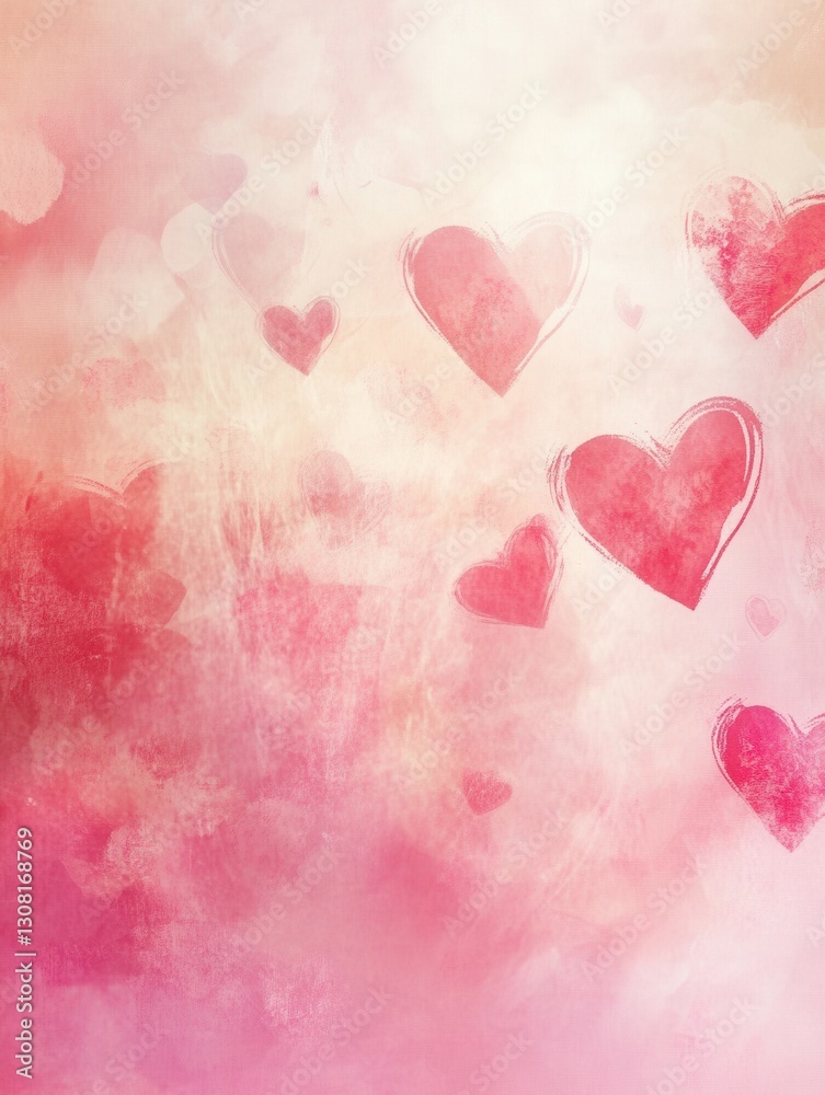 Fototapete Floating hearts create a dreamy atmosphere with soft pink hues and delicate textures, perfect for expressing love and affection Generative AI