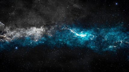 Fototapeta premium Satellite Orbiting Earth Stunning Space Nebula Background